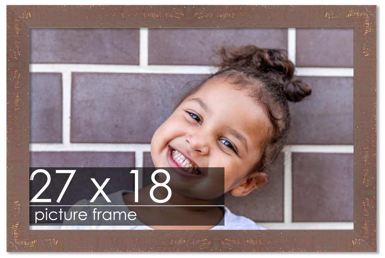 Shabby Chic Brown Picture Frame - UV Acrylic, Backing Board, Hanging Hardware Included